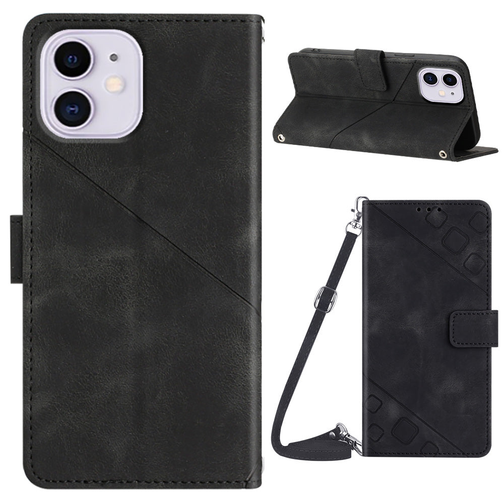 PT005 YB Imprinting Series-7 til iPhone 11 PU-lædertelefontaske med påtrykt tegnebogsstativ Anti-drop cover med skulderrem PT005 YB Imprinting Series-7 til iPhone 11 PU-lædertelefontaske med påtrykt tegnebogsstativ Anti-drop cover med skulderrem